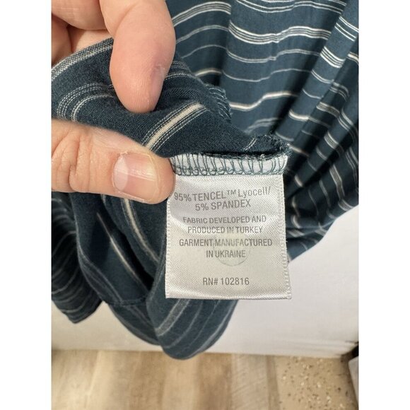 Garnet Hill Dress Womens XL Blue Stripe Seamed Knit Trapeze Scoop Neck Stretchy - Picture 5 of 10